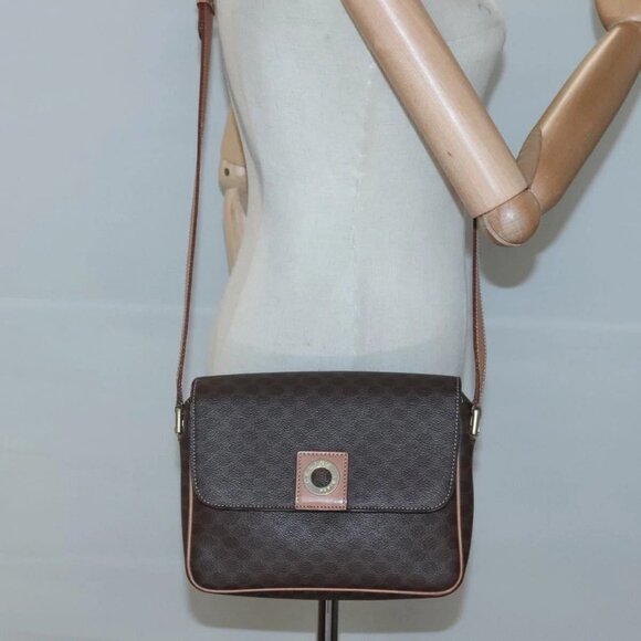 CELINE Macadam Canvas Shoulder Bag PVC Leather Brown Gold Auth 122540 - Picture 15 of 16